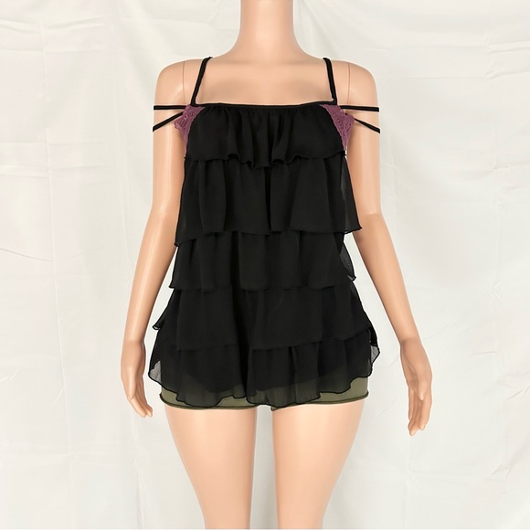 Black Layered Ruffle Top - Picture 1 of 4